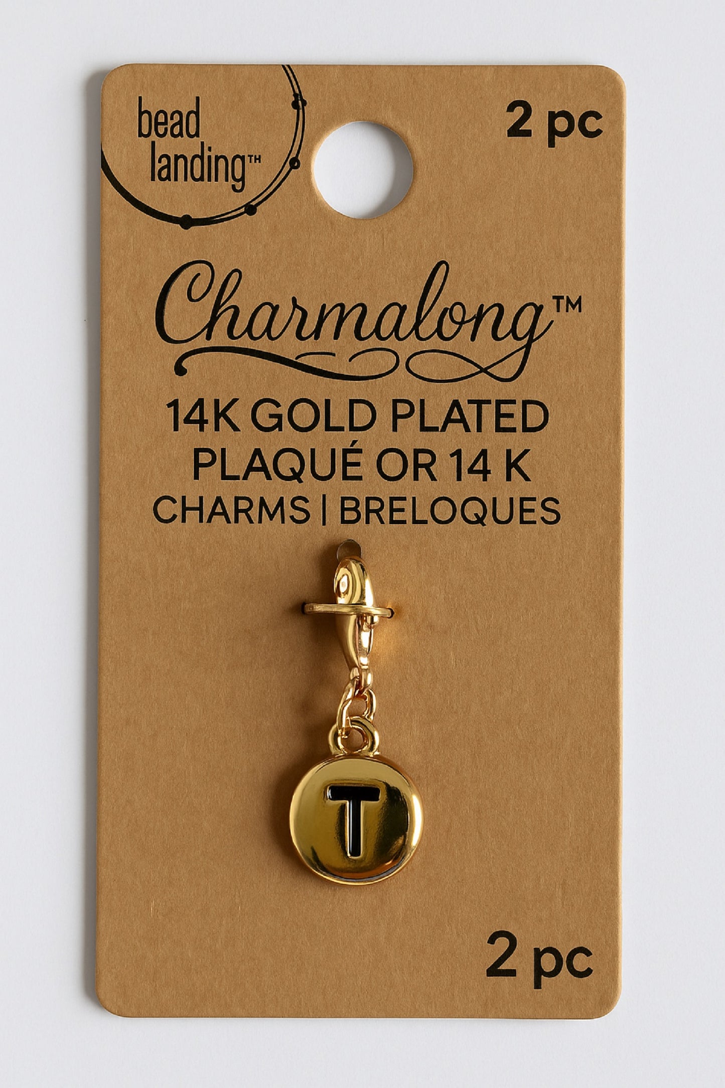 14K Gold Plated Initial Letter Charm Set – 2 pc | Charmalong by Bead Landing