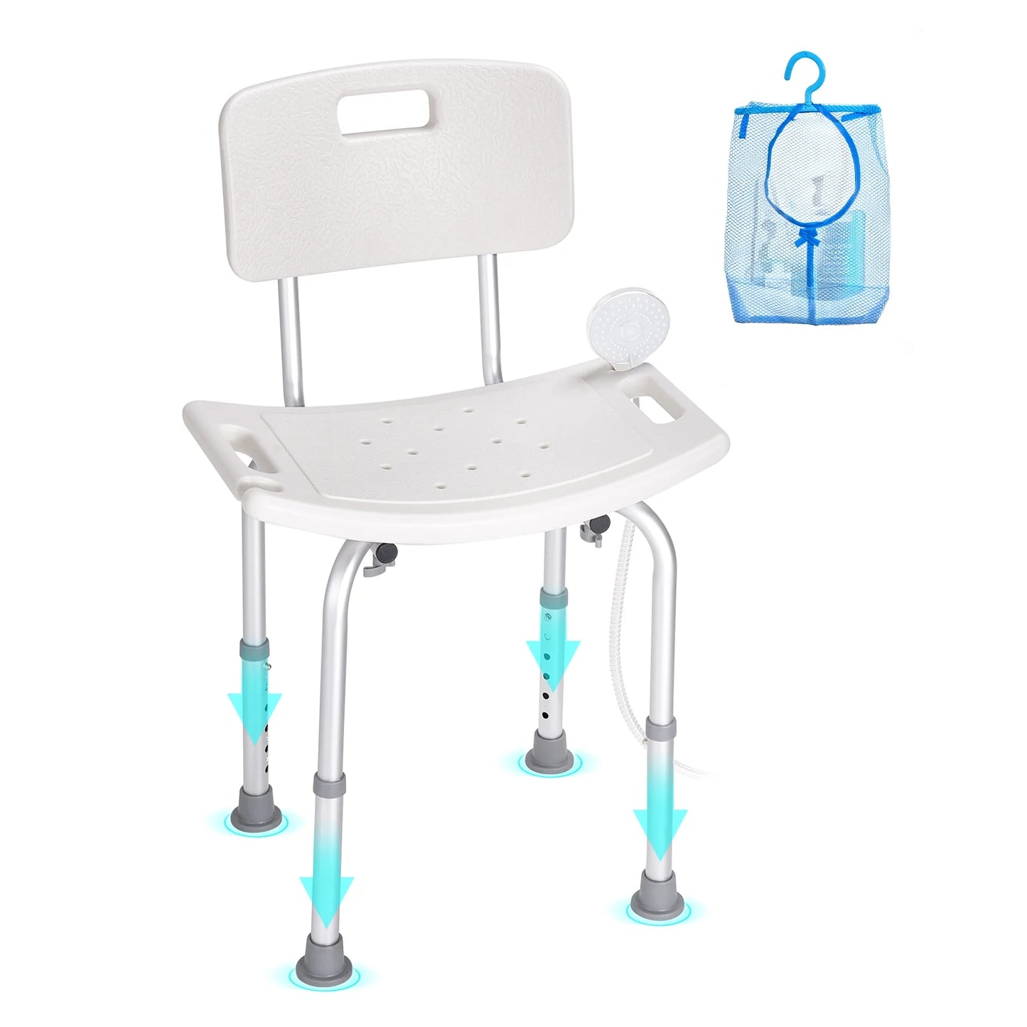 Shower Chair, Height-Adaptable Bath Seat, Non-Slip Bathroom Stool for Shower or Bathtub, Ideal for Seniors, Disabled, and Individuals with Limited Mobility, Supports up to 350 Lbs