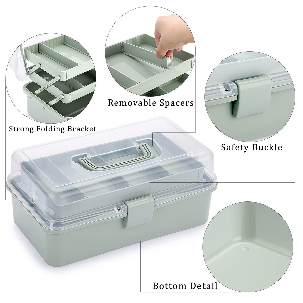 BTSKY 3-Layer Craft Box, Haze Green, Haze green