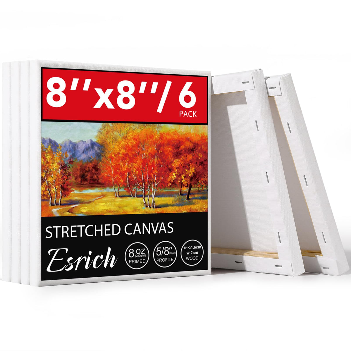 ESRICH Mini Stretched Canvas, 4x4 in, 12-Pack