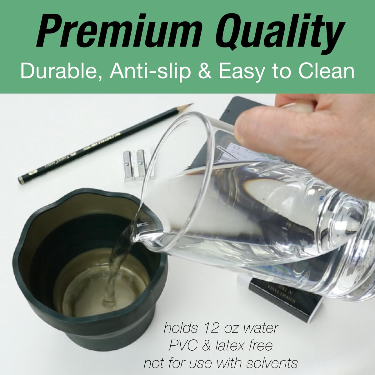 Faber-Castell Clic & Go Collapsible Water Cup with Brush Rim, Dark green