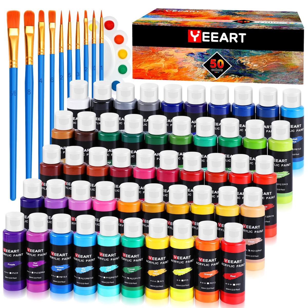 Yeeart Acrylic Paint Set, 24 x 2 oz