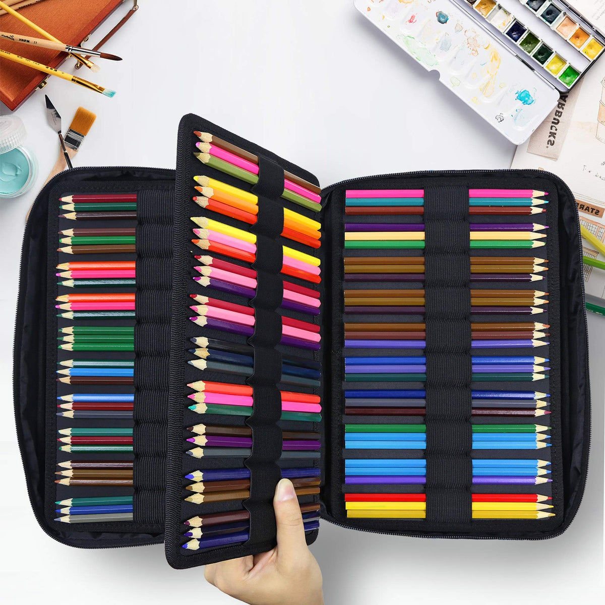 YOUSHARES 300-Slot Colored Pencil Case, 4 Layers, 300 slots