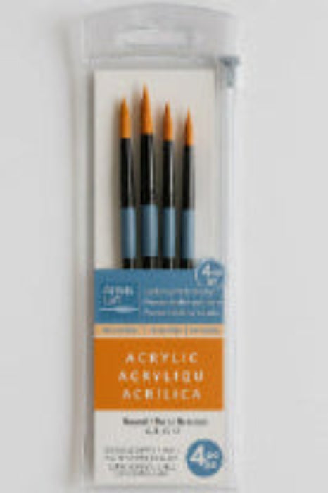 Artist's Loft Acrylic Paint Brush Set – 4 Round Golden Synthetic Brushes (Sizes 6, 8, 10, 12)