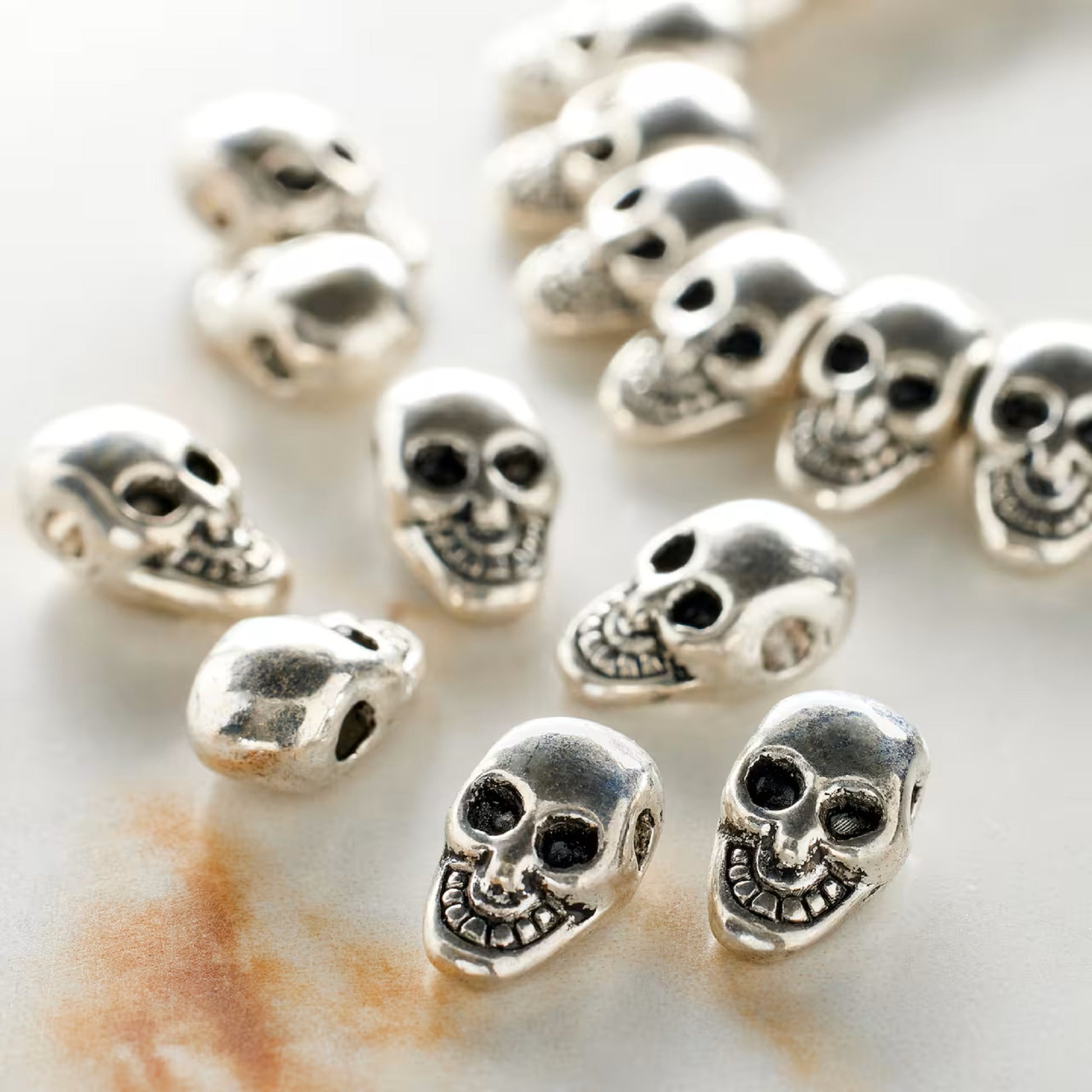 Antique Silver Metal Skull Beads, 11mm by Bead Landing