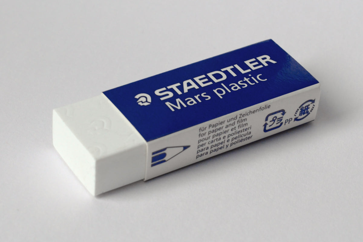 Staedtler Mars Plastic Eraser, White, Latex-Free, 1 Pack (STD52650) — licensed Wikimedia Commons photo