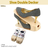 Shoe Double Decker - Efficient Space-Saving Organizer- Small - 2 Pack