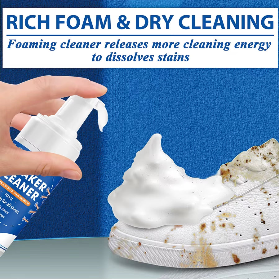 White Shoe Cleaner Kit for Sneakers Canvas Nubuck Suede Decontamination Sneaker Cleaner Foam with 2 Brush and 1 Towel Set