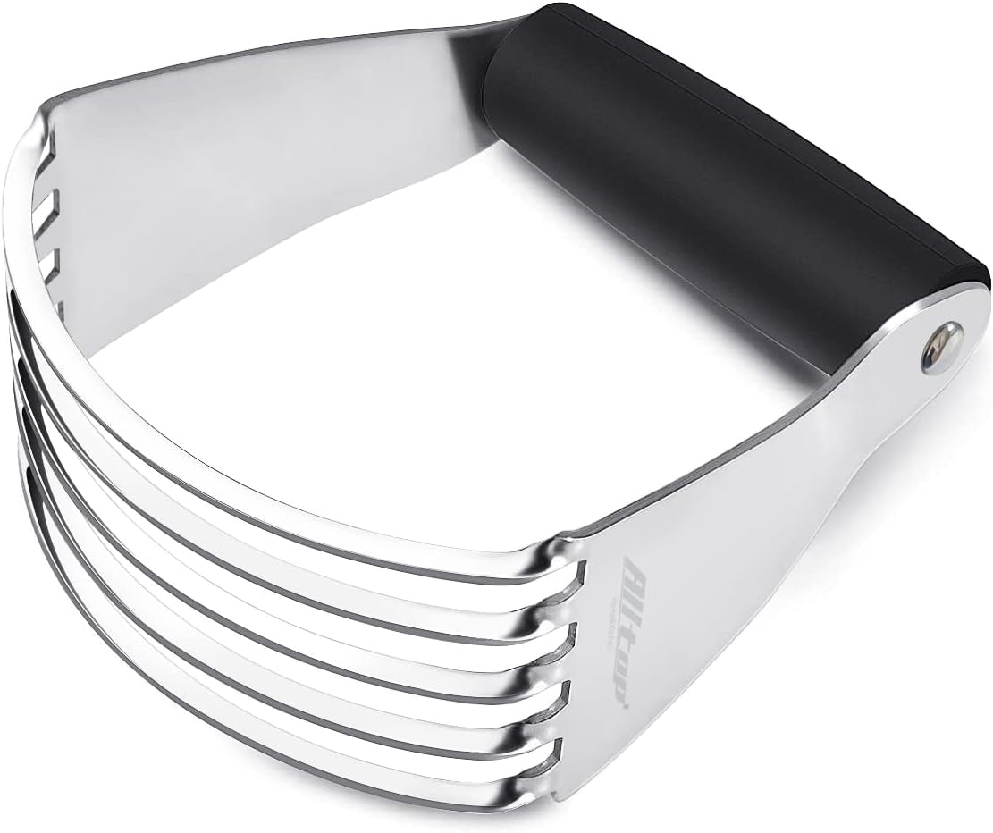 Pastry Shortening Blender Cutter,Stainless Steel Dough Masher for Butter, Biscuit,Baking, Kneading,Dough, Flakier and Fluffier Pie Crusts, Almond - Hand Kitchen Tool (1, Black)