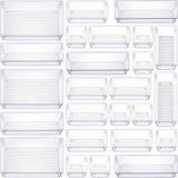 25 PCS Clear Plastic Drawer Organizers Set, 4-Size Versatile Bathroom and Vanity Drawer Organizer Trays, Storage Bins for Makeup, Bedroom, Kitchen Gadgets Utensils and Office Accessories