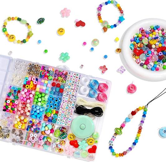 657Pcs DIY Phone Charm Kit for Girls Boys Bead Keychain Making Kit Beads for Children Beaded Keychain Making Kits Letter Alphabet Name Beads Heart Flower Backpack Charms Accessories Gift
