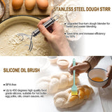 Silicone Banneton Bread Proofing Basket Oval, Sourdough Starter Kit, Bread Making Tool Supplies Accessories, Bowl for Rising Baking round Brotform Set Homemade Essentials (Light Green)