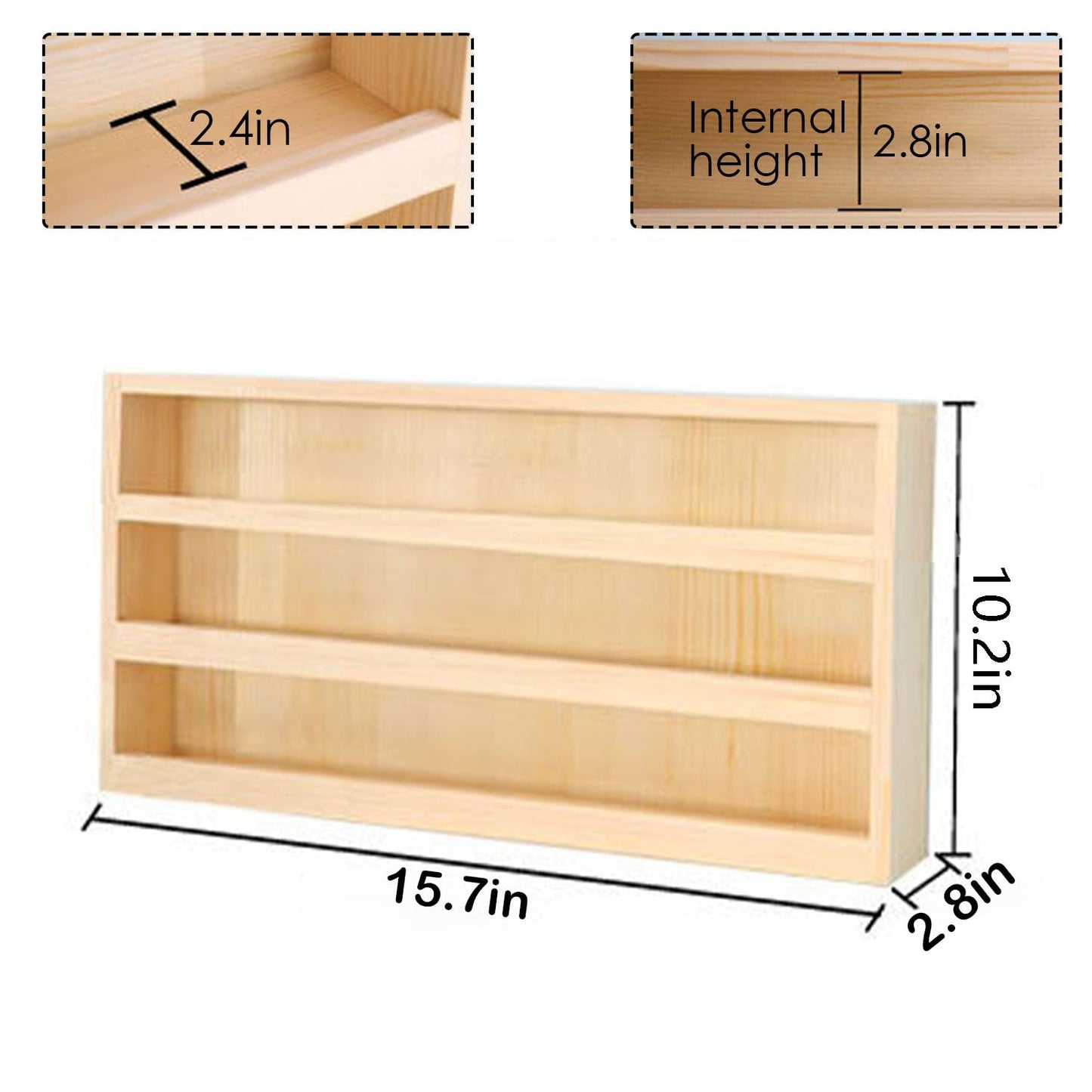 Wood 3 Layers Storage Organizer, Washi Tape Box with Hanging Hook, Divider Closet Container Holder for Sewing,Thread, Office Supplies, Craft Supplies, Jewelry, Accessories