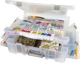 6981AB Super Satchel Deluxe Divided Base, Large Portable Art & Craft Organizer with Drawers, [1] Plastic Storage Case, Clear