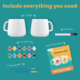 DIY Mug Painting Kit for Adults Kids with 2 Paintable Ceramic Mugs 12 Safe Paints, 2 Brushes & Ceramic Pen, Creative Crafts for Mother'S Day, Father'S Day & Valentine'S Day Gifts