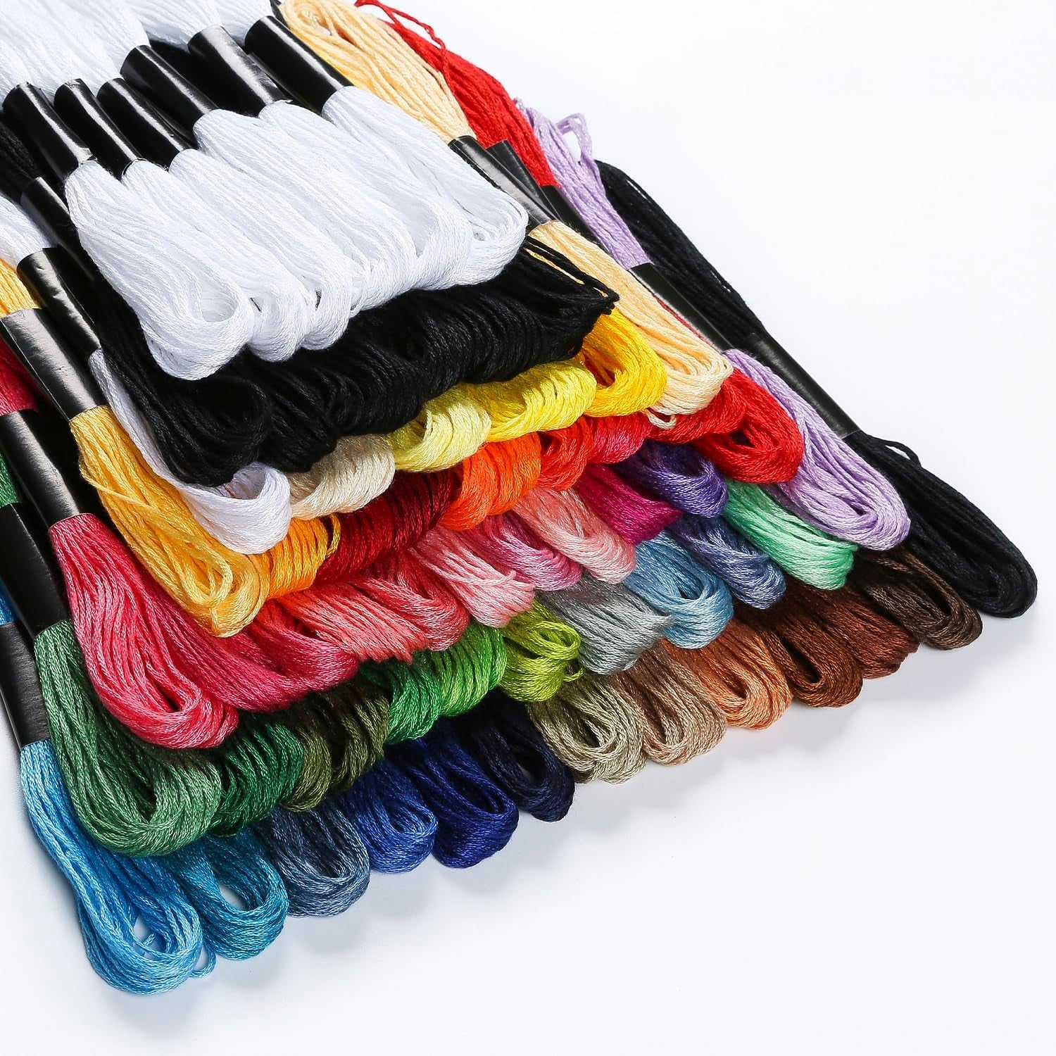 Embroidery Floss Organizer Box Tools with 62 Skeins Cross Stitch Thread Bobbin Winder, 1 Removable 24 Compartments with 50 Hard Floss Bobbins and Stickers for Craft DIY Embroidery Sewing