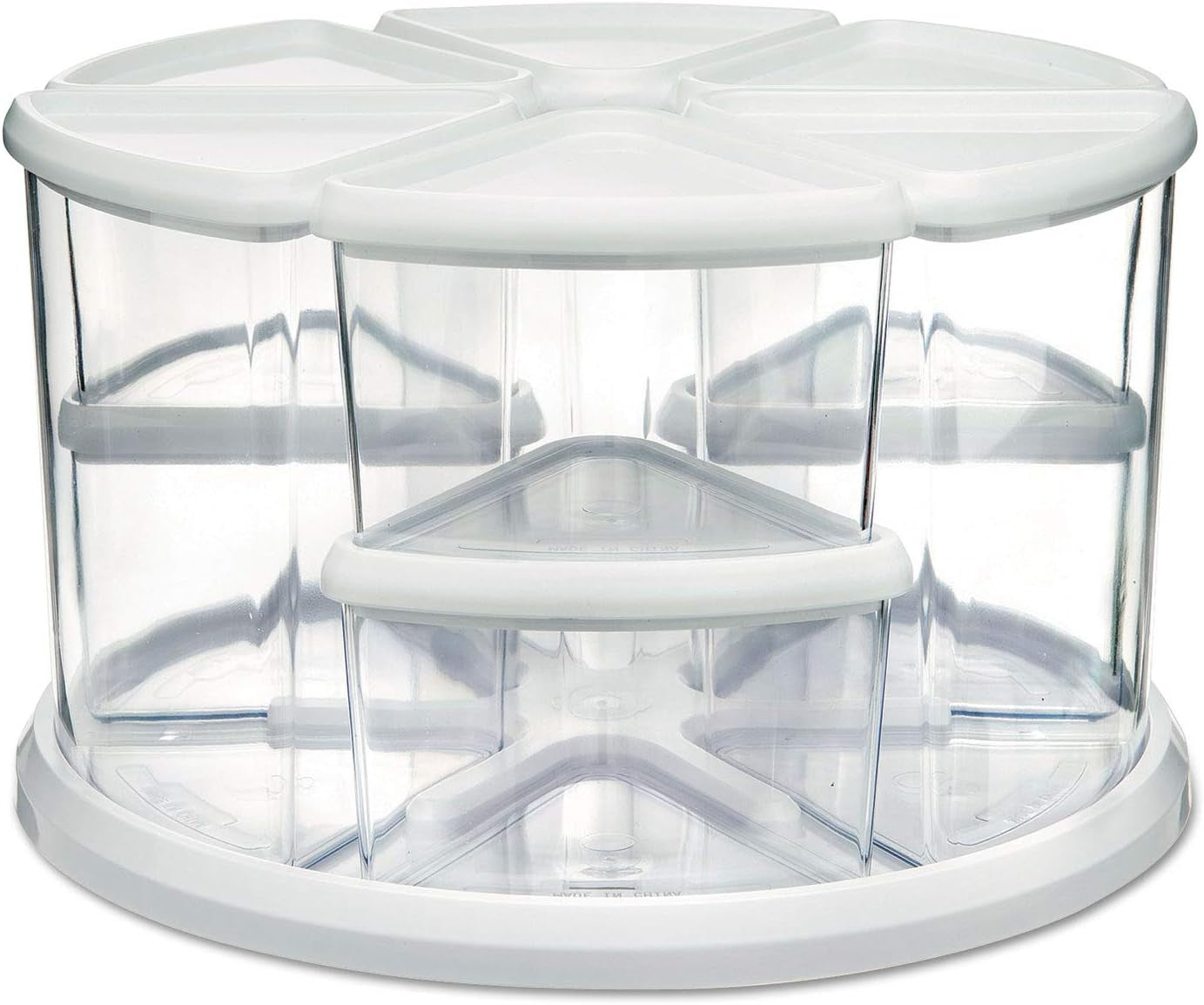 Rotating Carousel Craft Organizer, 9-Canister, Includes 3" and 6" Canisters, Removable, Clear, Lids