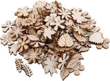100 Pcs Unfinished Wooden Flower Wood Slice, Craft Supplies, Arts Crafting Accessories, DIY Craft Supplies, Leaf Pattern Wood Cutouts Pieces, Mini Wooden Handmade Decoration