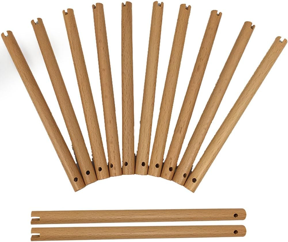 12Pcs Wooden Handheld Fan Handle Craft Fan Making Handle Stick Accessories for Hand Fans DIY Supplies