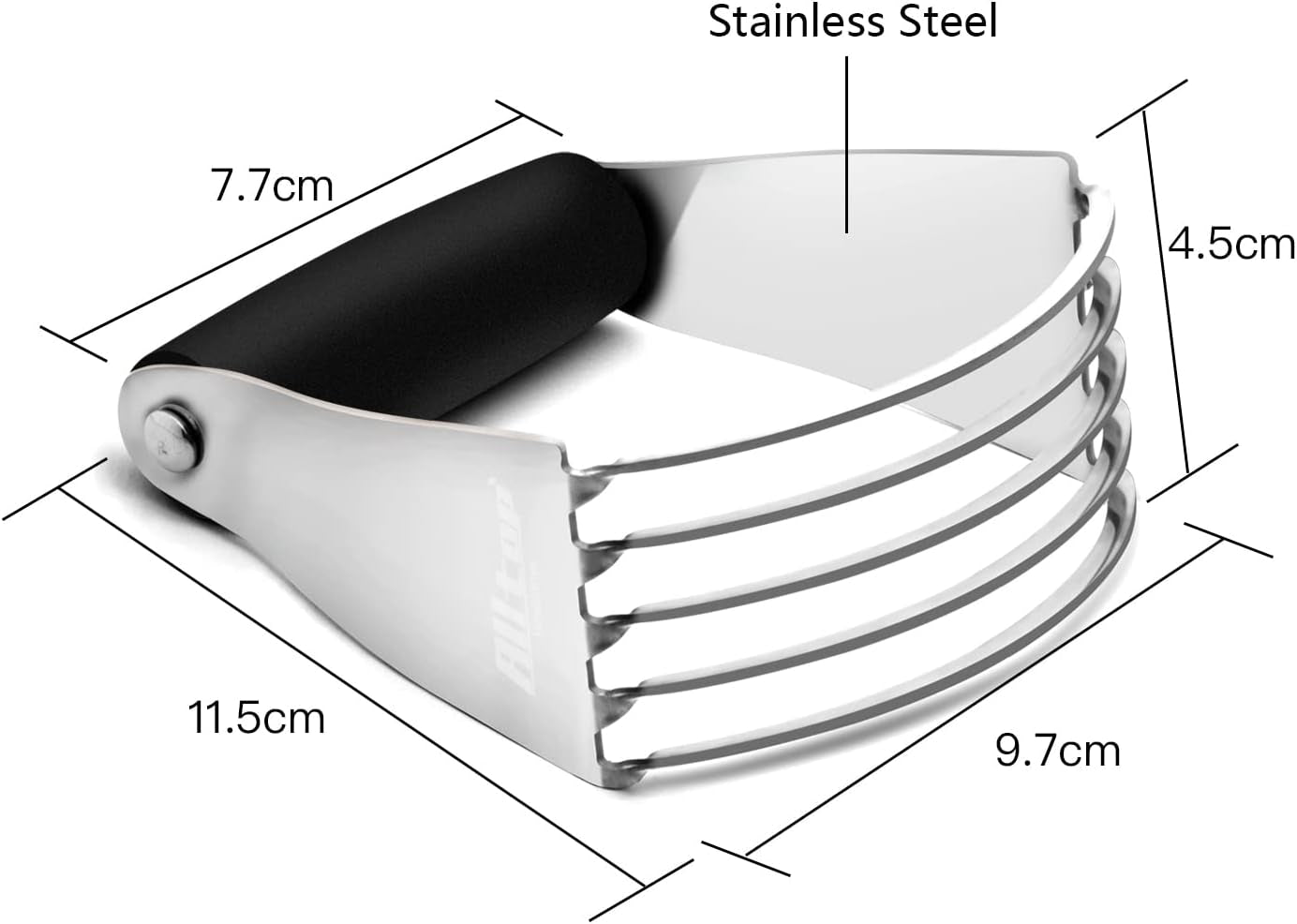 Pastry Shortening Blender Cutter,Stainless Steel Dough Masher for Butter, Biscuit,Baking, Kneading,Dough, Flakier and Fluffier Pie Crusts, Almond - Hand Kitchen Tool (1, Black)