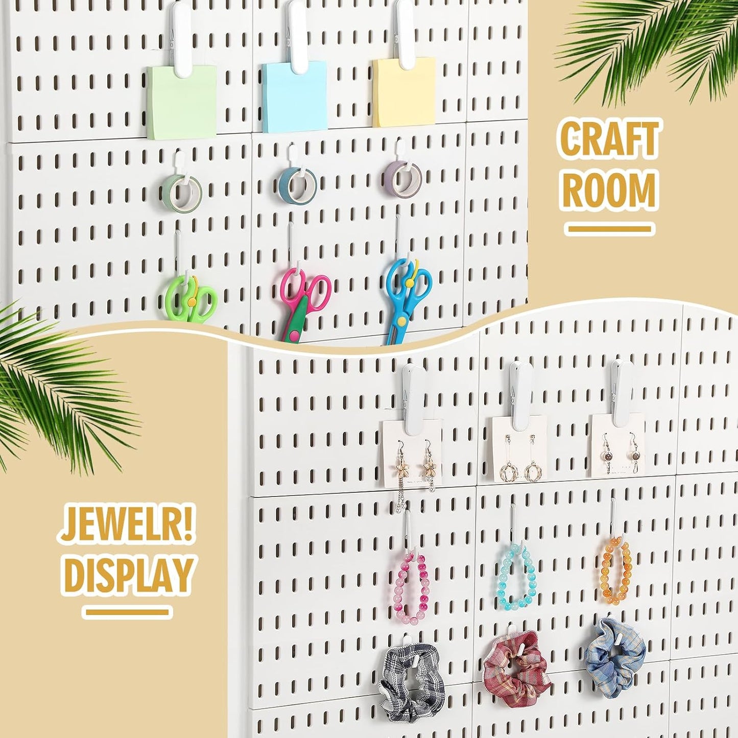 30Pcs Pegboard Accessories 10 Clips 20 Hooks, Peg Board Accessory Kit for Wall Organizer Compatible with IKEA Skadis Pegboard, for Wall Organizer, Crafts Organization, Ornaments Display