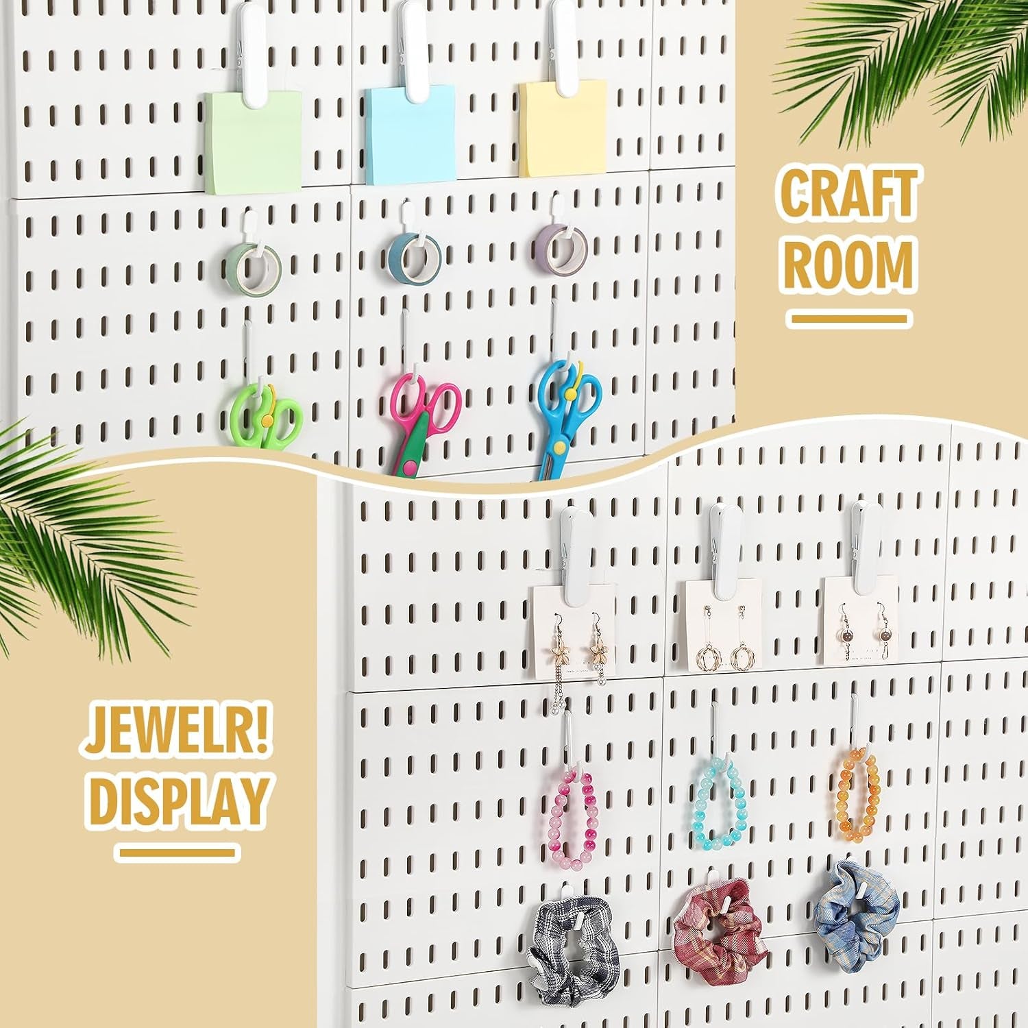30Pcs Pegboard Accessories 10 Clips 20 Hooks, Peg Board Accessory Kit for Wall Organizer Compatible with IKEA Skadis Pegboard, for Wall Organizer, Crafts Organization, Ornaments Display