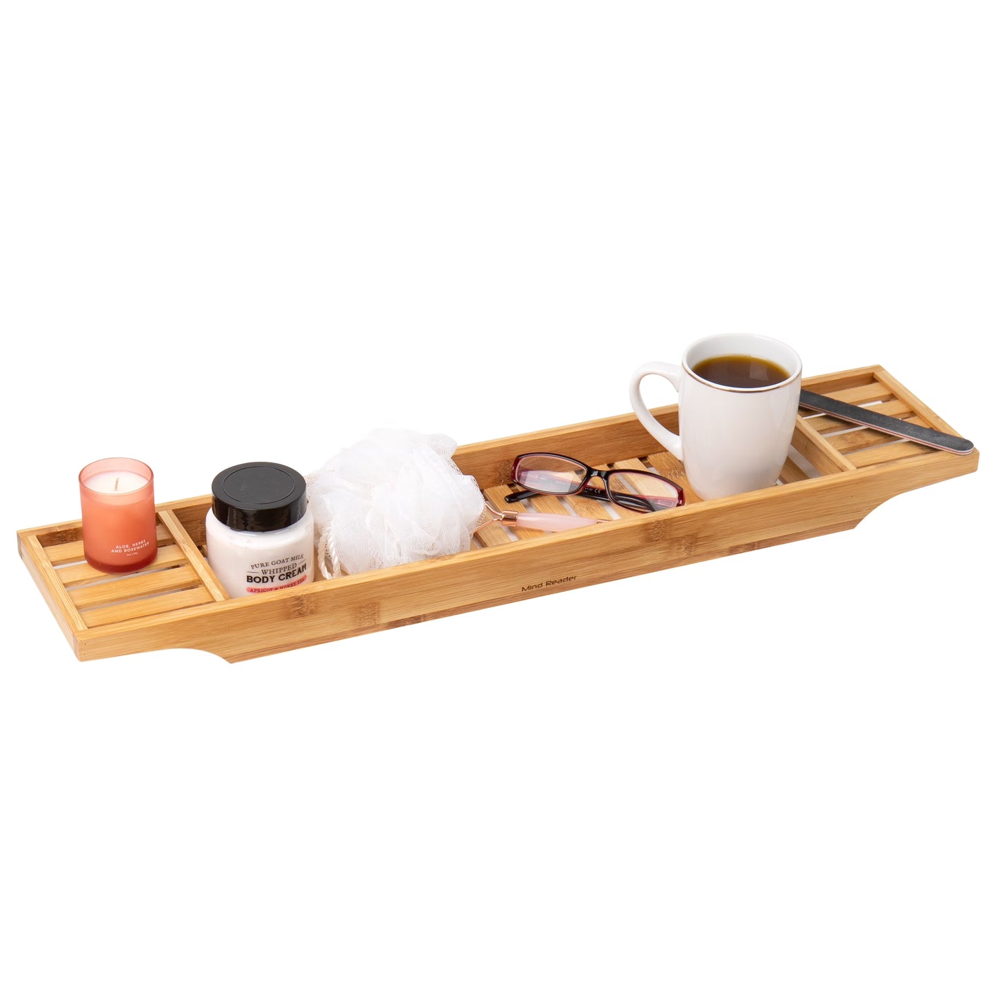 Bathtub Tray, Shower Organizer, Bathroom Accessory, Rayon from Bamboo, 27.5"L X 5.75"W X 1.75"H, Set of 2, Brown