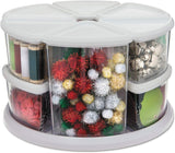 Rotating Carousel Craft Organizer, 9-Canister, Includes 3" and 6" Canisters, Removable, Clear, Lids