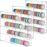 3 Pack Acrylic Washi Tape Organizer, Clear Washi Tape Storage Holder with 4 Sliding Drawers, Desk Accessories Display Caddy Craft Box for Scrapbooking Art Craft Supplies