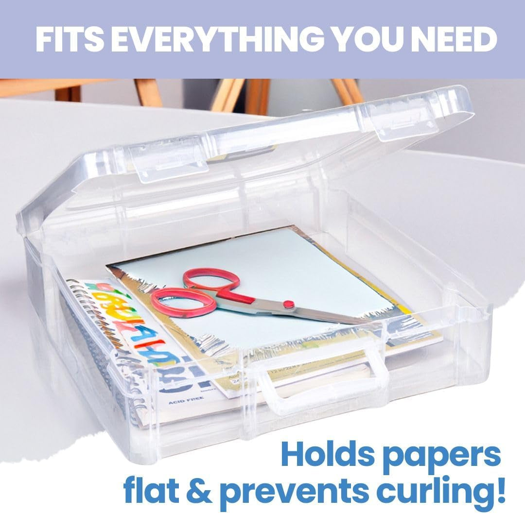 6913AB-2 Portable Art & Craft Organizer with Handle | 4-Piece Craft Storage Containers Set - Scrapbook Boxes | Durable Art Supply Storage Organizer for Crafting (2 Pcs 12X12 + 2 Pcs 6X6)