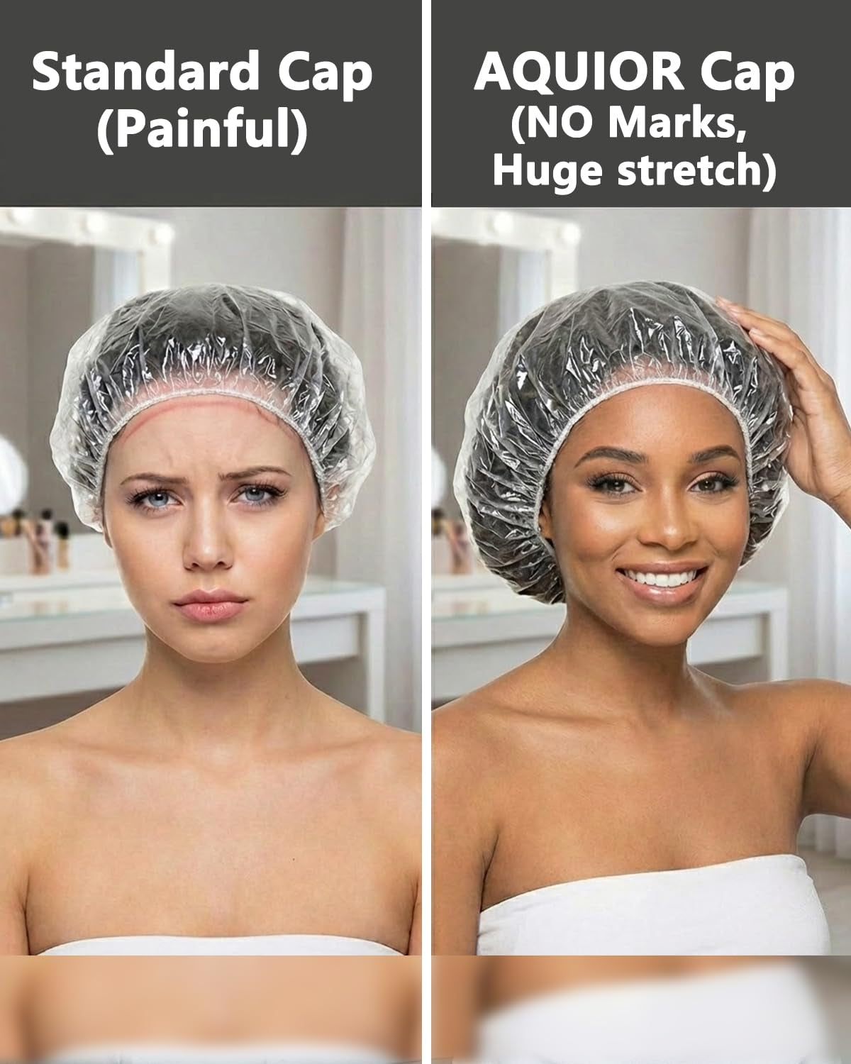 Shower Cap Disposable, 50 PCS Bath Caps Larger Thick Clear Waterproof Plastic Elastic Hair Bath Caps for Women, Hotel Travel Essentials Accessories Deep Conditioning Hair Care Cleaning Supplies