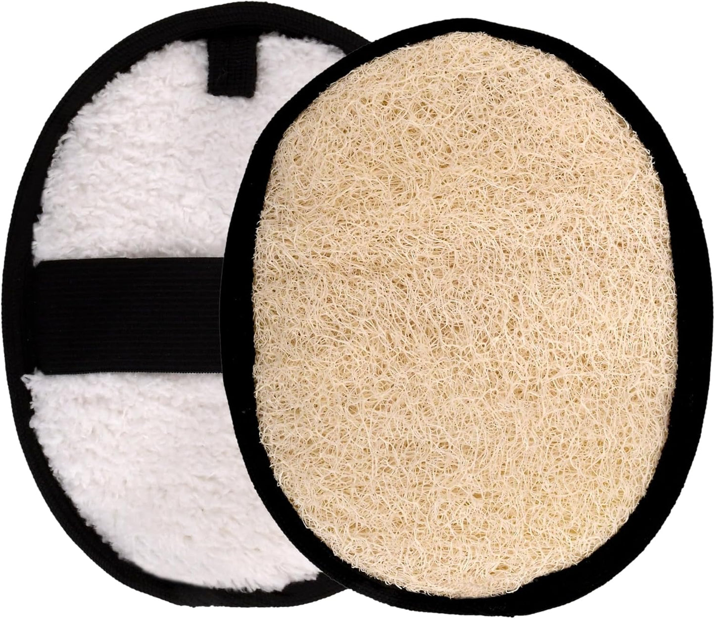 SERRENTO Natural Loofah Shower Body Scrubber for Men, Egyptian Luffa Sponge Exfoliating Loofah, Body Sponges for Shower, Hygiene Essentials, Bath Loofahs Scrubber Shower Tool - 2PCS Black & White Set