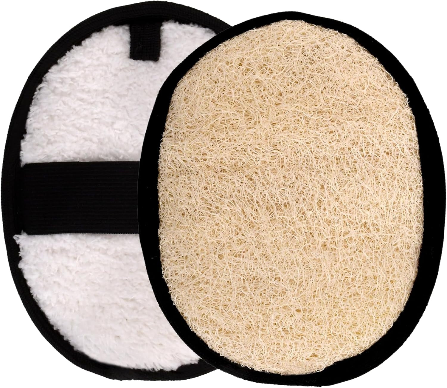 SERRENTO Natural Loofah Shower Body Scrubber for Men, Egyptian Luffa Sponge Exfoliating Loofah, Body Sponges for Shower, Hygiene Essentials, Bath Loofahs Scrubber Shower Tool - 2PCS Black & White Set