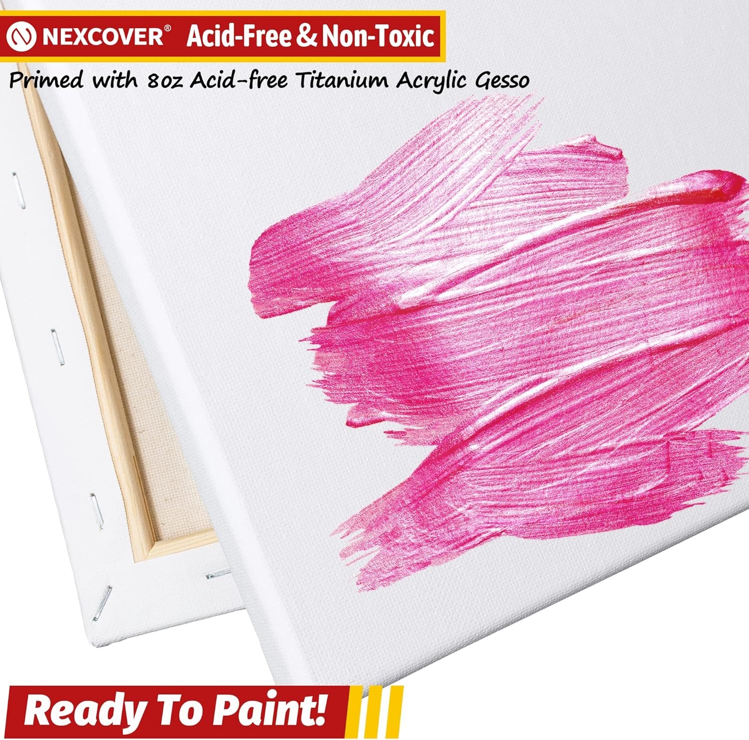 Stretched Canvas - 8 Pack 11X14 Inch, 5/8" Profile Thick Pinewood Frame, Blank White Painting Canvas for Acrylic Oil Tempera Gouache Paint, for Beginners Kids Students Artists DIY Craft/Decor