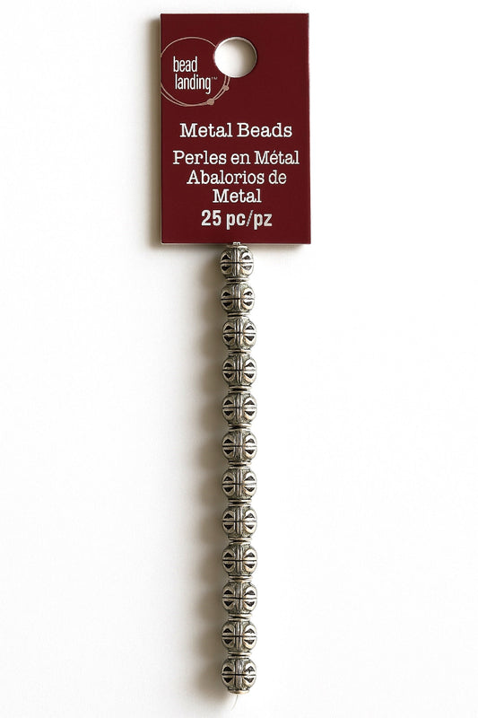 Bead Landing Metal Beads – 25 Pieces, Antique Silver Finish