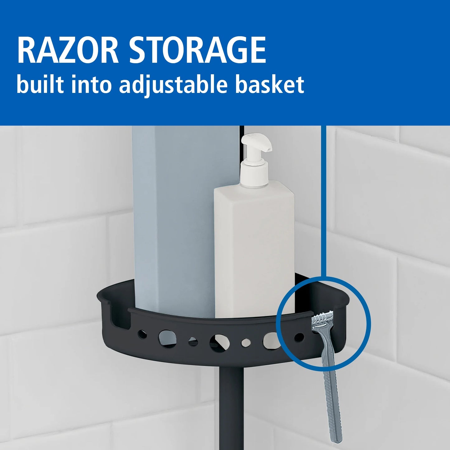 4-Tier Black Tension Pole Shower Caddy Organizer