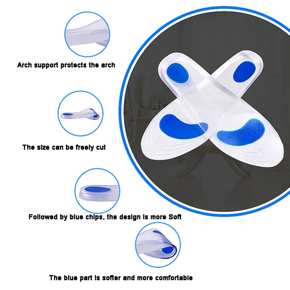 Silicon Orthopedic Insoles for Shoes Women Men Flat Foot Arch Support Shoe Pad Shock Absorption Plantar Fasciitis Relief Insoles