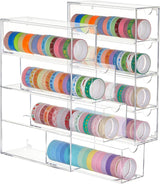 2 Pack Acrylic Washi Tape Organizer, Clear Washi Tape Storage Holder with 4 Sliding Drawers, Desk Accessories Display Caddy Craft Box for Scrapbooking Art Craft Supplies