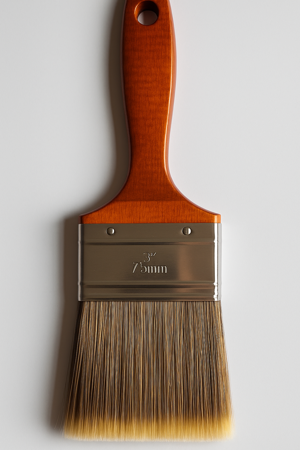 3" Wide Paint Brush – Natural Bristle with Varnished Wood Handle (75mm)