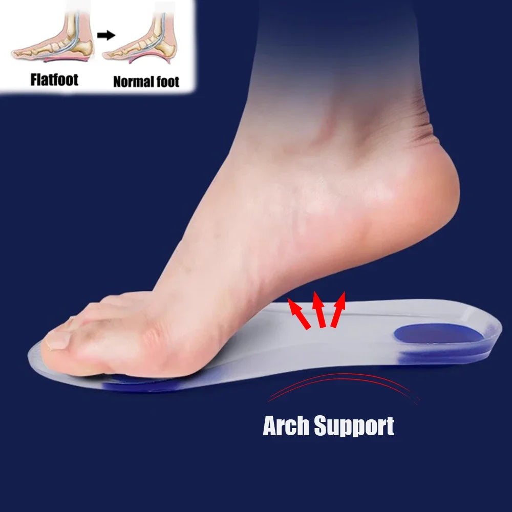 Silicon Orthopedic Insoles for Shoes Women Men Flat Foot Arch Support Shoe Pad Shock Absorption Plantar Fasciitis Relief Insoles