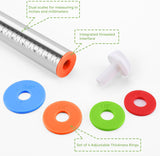 Rolling Pin with Adjustable Thickness Rings for Baking,Stainless Steel Dough Roller,Baking Supplies for Cookie Fondant Pizza Cake Pasta