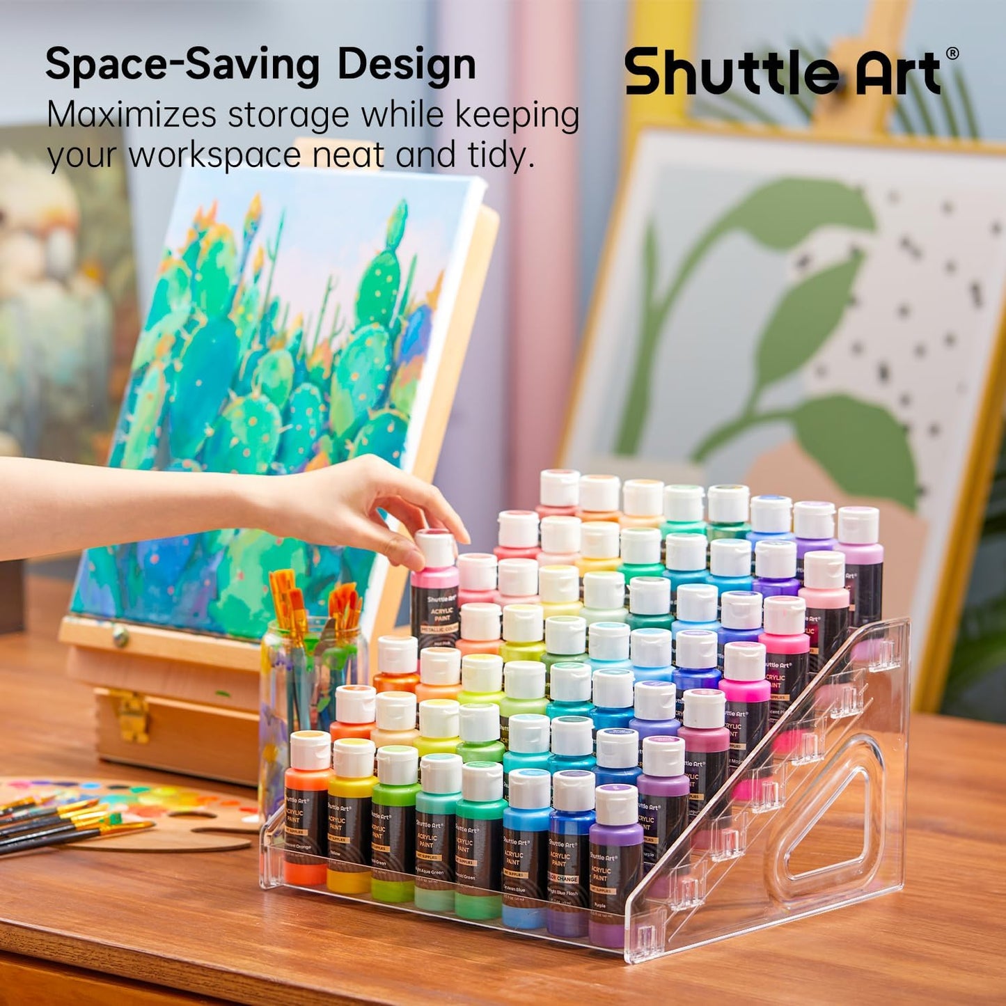 Acrylic Paint Organizer, 7 Layers Clear Storage Rack, Snap on Organizer for Acrylic Paint, Oil Paints, Nail Polish and Craft Supplies
