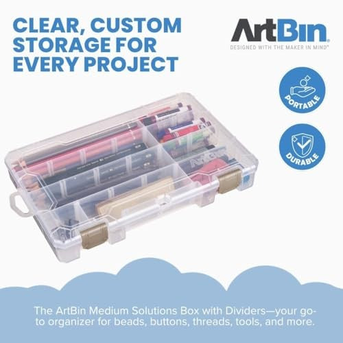 ArtBin Medium Solutions Box with 12 Dividers, Clear, Clear