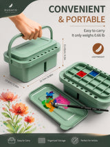 3-In-1 Paint Brush Cleaner, Washer, Holder & Palette - Artist Basin with Lid & Sponges for Acrylic, Watercolor, Oil Painting - Art Studio Organizer (Green)