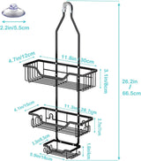 Over the Shower Head Caddy, Hanging Shower Organizer - 3-Tier Organizer W/ Soap Holder & Hooks for Towels, Sponge, Back to Schoo