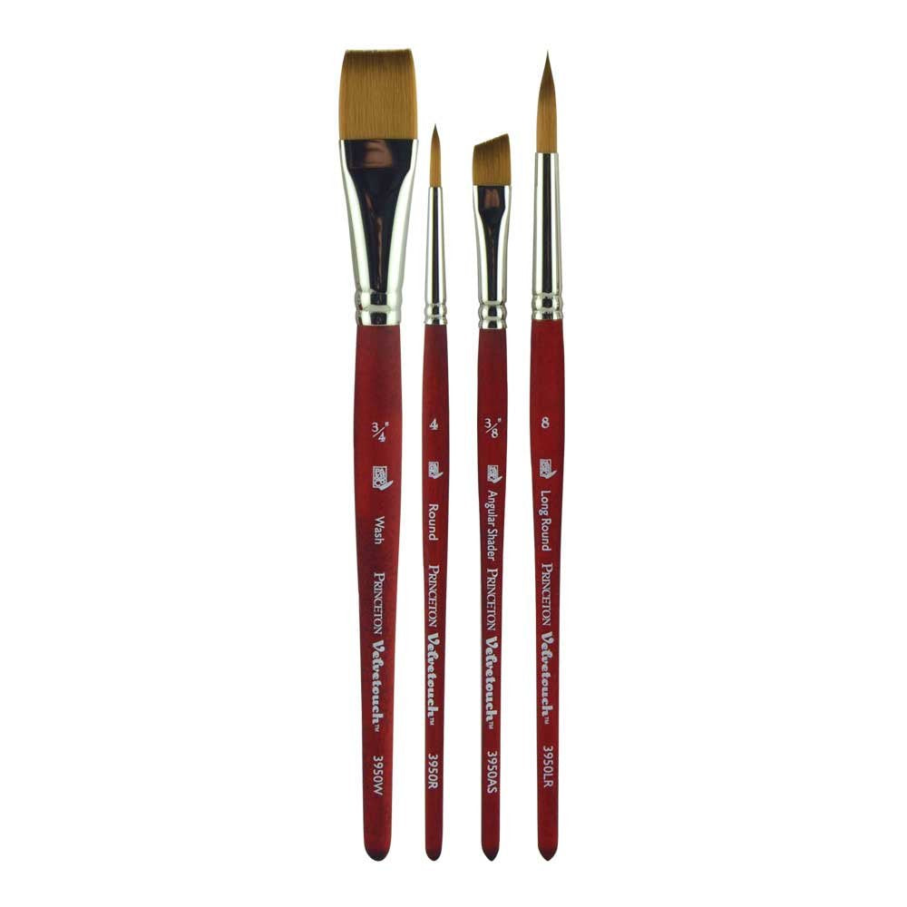 Princeton Velvetouch Series 3950 Mixed-Media Brush Set – 4 Pieces