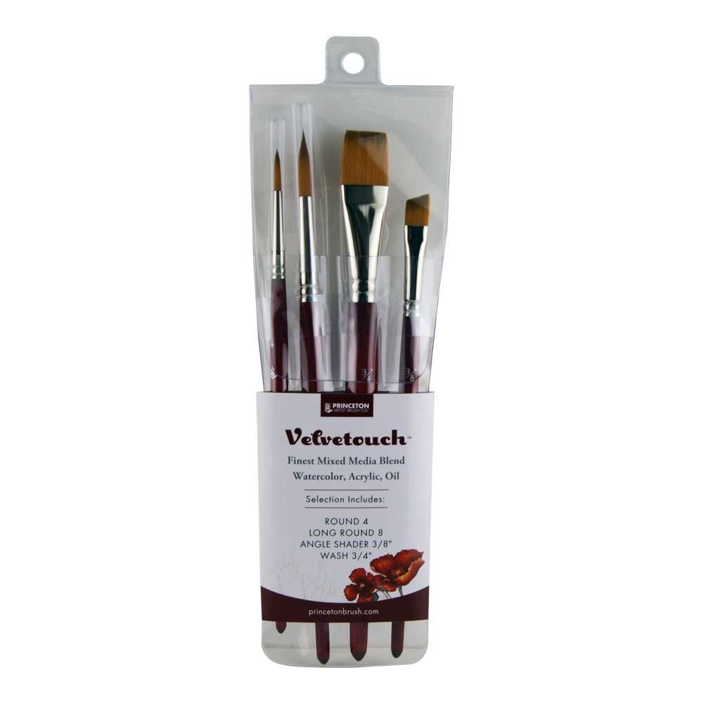 Princeton Velvetouch Series 3950 Mixed-Media Brush Set – 4 Pieces
