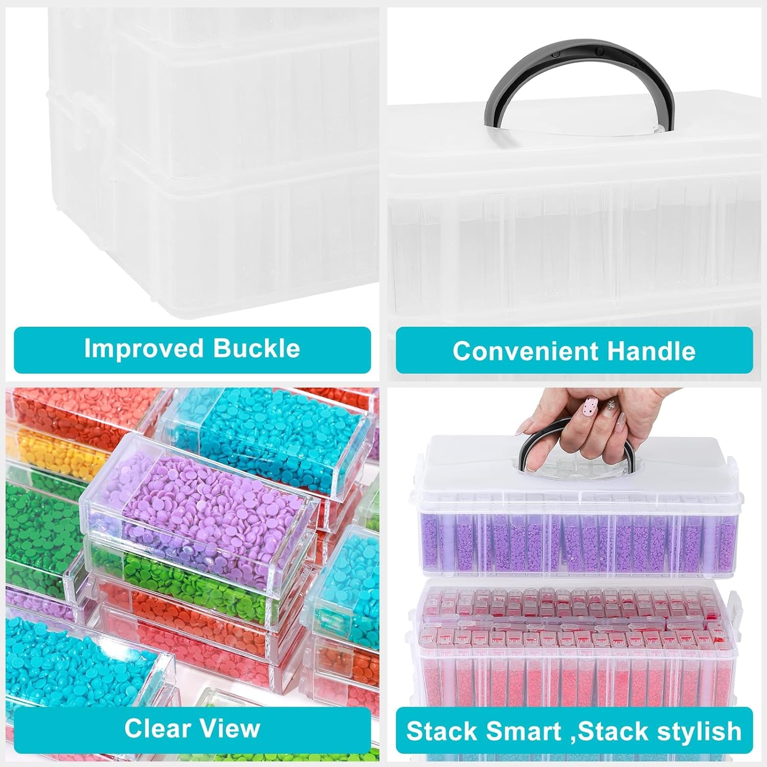 Diamond Painting Storage Container, 240 Grids, Bead Organizer for Art Supplies, Jewelry Craft Storage Box