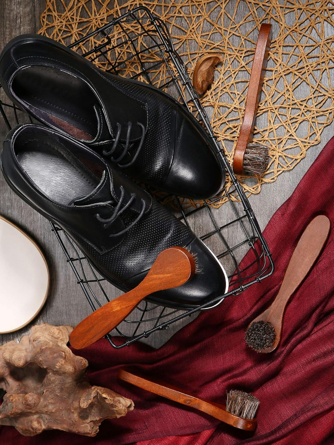 3 Pieces Horsehair Polish Applicator Brush Kit Saddle Soap Shoe Shine Brush Leather Boot Clean Dauber Applicators