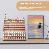 Extra Large Wooden 9-Tiers 99 Bottles' Capacity Wooden Paint Organizer & Paint Brush Rack for Acrylic OIL Craft Hobby Mini Model Painting Organizer for Artists (Vertical)
